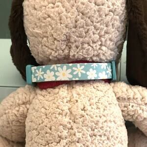 Light Teal dog collar with daisy bow - size medium